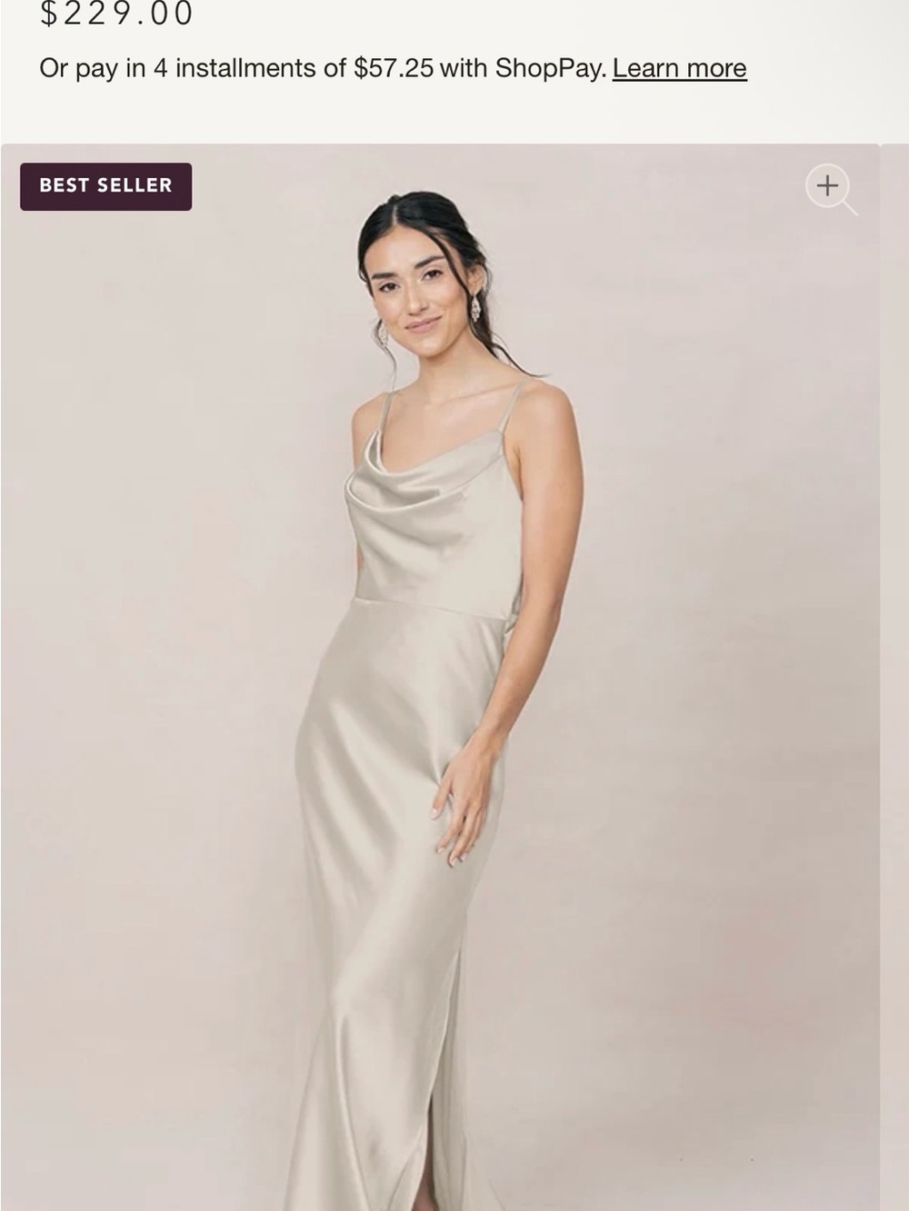 Revelry Satin Cowl Neck Slip Dress in Light Champagne